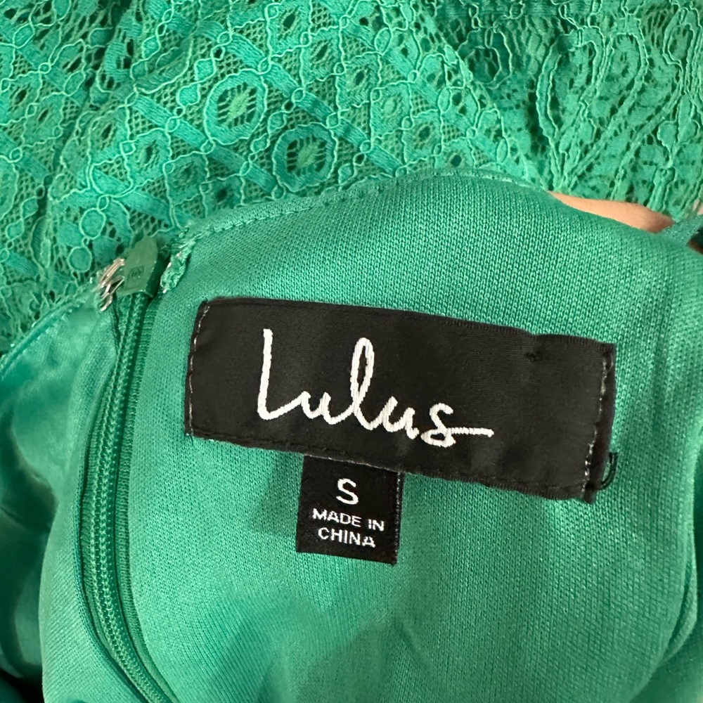 Lulu's Teal Green Lace midi Dress - Picture 4 of 5